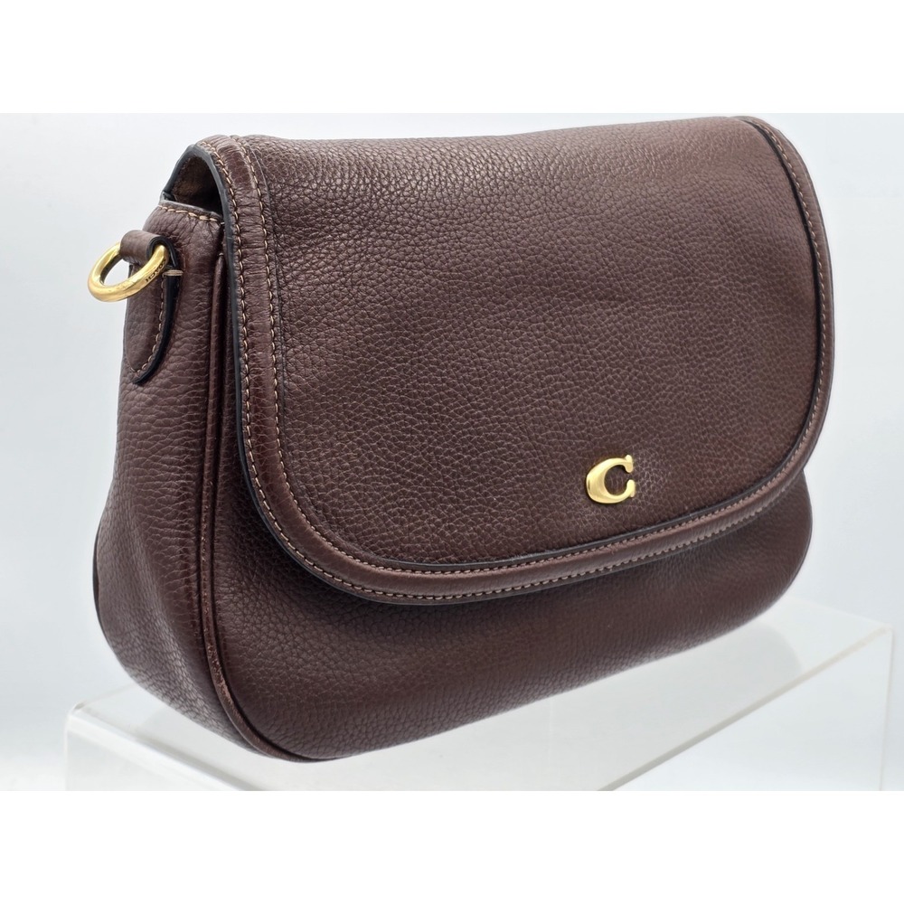 Coach Legacy Small Pebbled Leather Shoulder Crossbody Bag Brown Brass/Maple - Picture 12 of 16